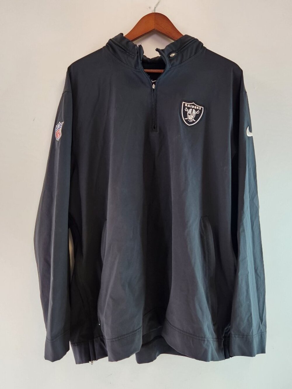 Black Nike NFL Oakland Raiders Men's Hooded Quarter Zip Jacket